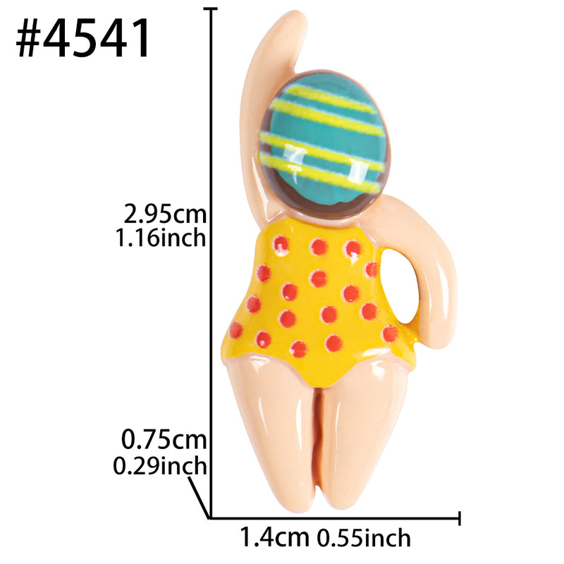 1" Miniature Yellow Spots Girl Swimmer Figurine