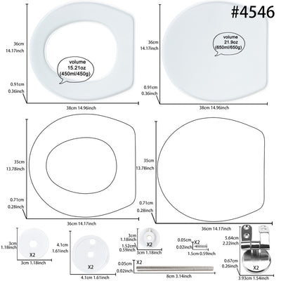 14inches O-Shape Silence Close Toilet Seat Epoxy Resin Molds Set