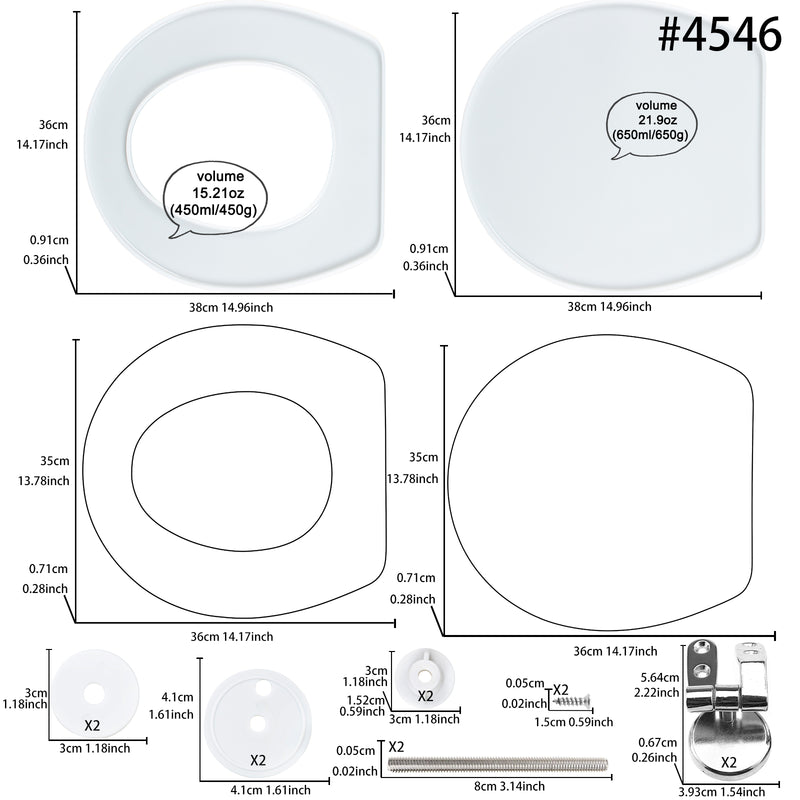 14" O-Shape Silence Close Toilet Seat Epoxy Resin Molds Set