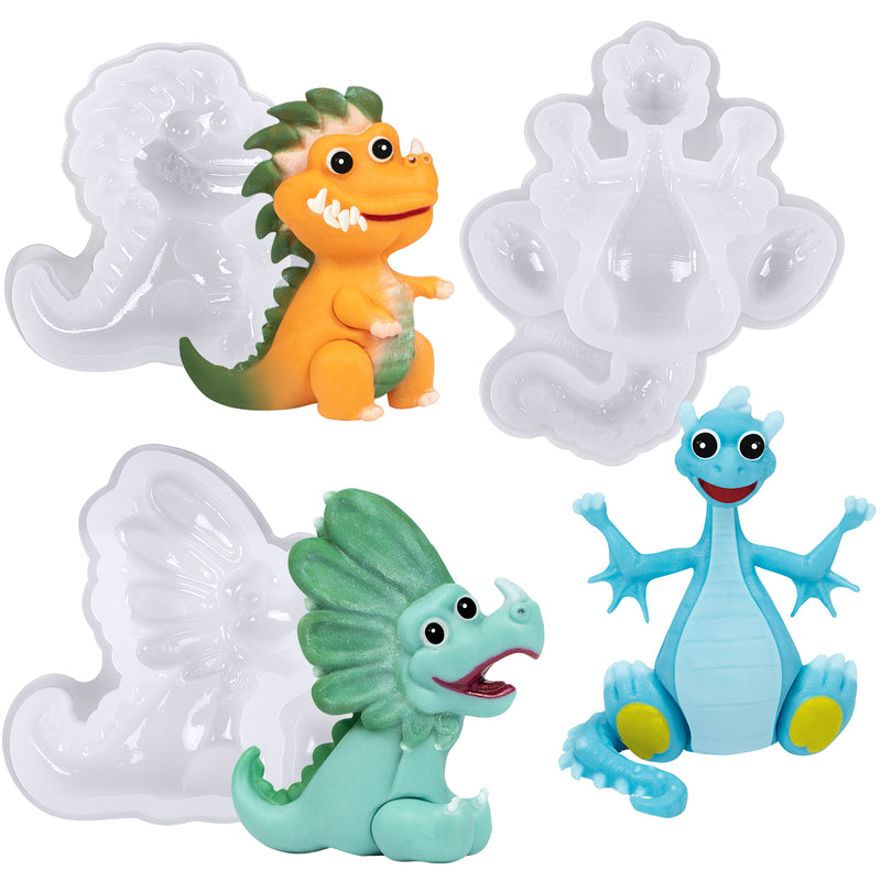 3D Dinosaur Fondant Silicone Molds for Sugarcraft Cake Decoration Pack of 3