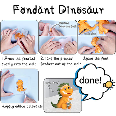 3D Dinosaur Fondant Silicone Molds for Sugarcraft Cake Decoration Pack of 3