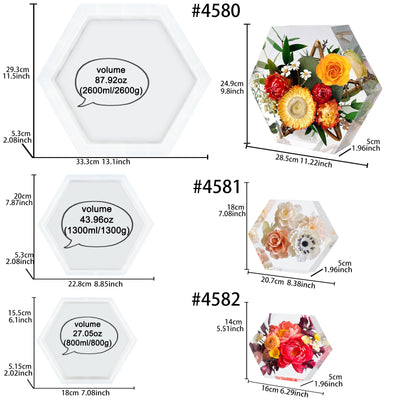 Hexagon Resin Silicone Mold Flower Preservation Making Set of 3