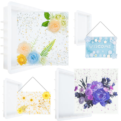 Square and Rectangle Resin Silicone Molds Flower Preservation Making Set of 4