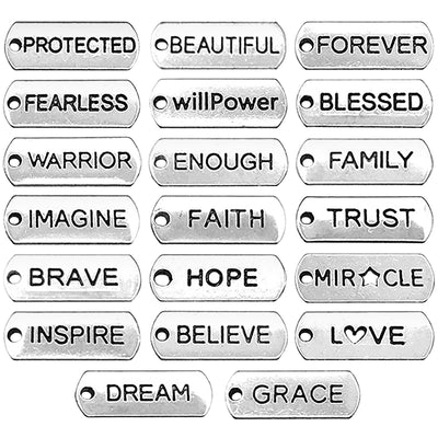 Inspiration Words Charms Bulk 40 Mixed