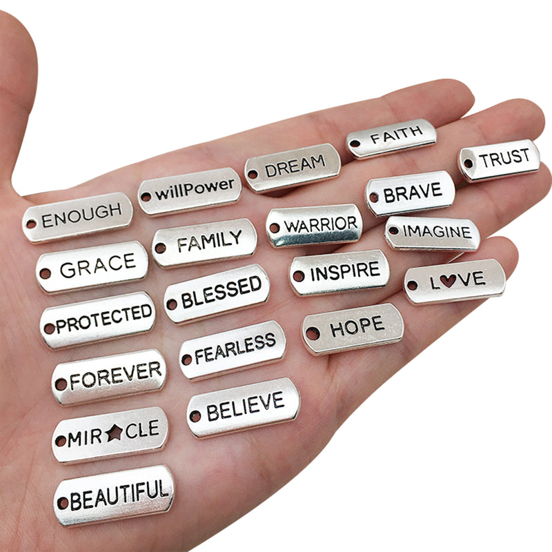 Inspiration Words Charms Bulk 40 Mixed