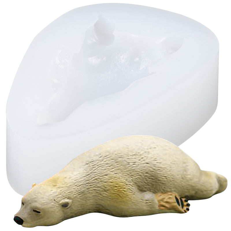 Full Grown Polar Bear Sleeping Animal Resin Silicone Mold