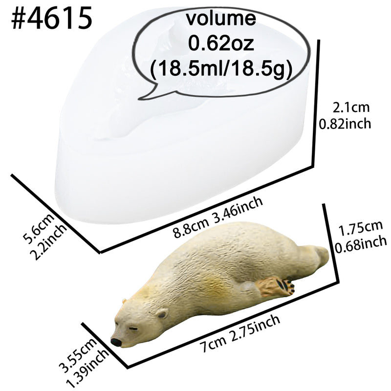 Full Grown Polar Bear Sleeping Animal Resin Silicone Mold