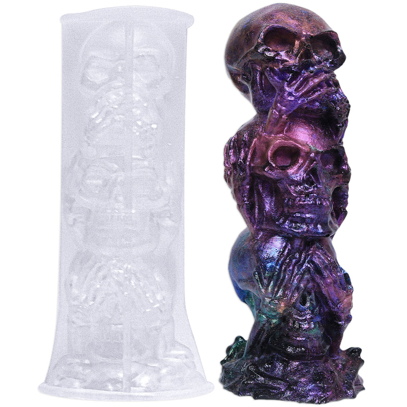 3D Skeleton Epoxy Resin Silicone Molds Skull Head Stack 5.6inch Tall