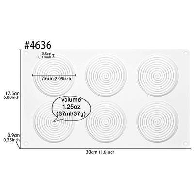 Circle Baking Pan Tourbillon Round Silicone Mold 6-Cavity Disc Diameter 3inch