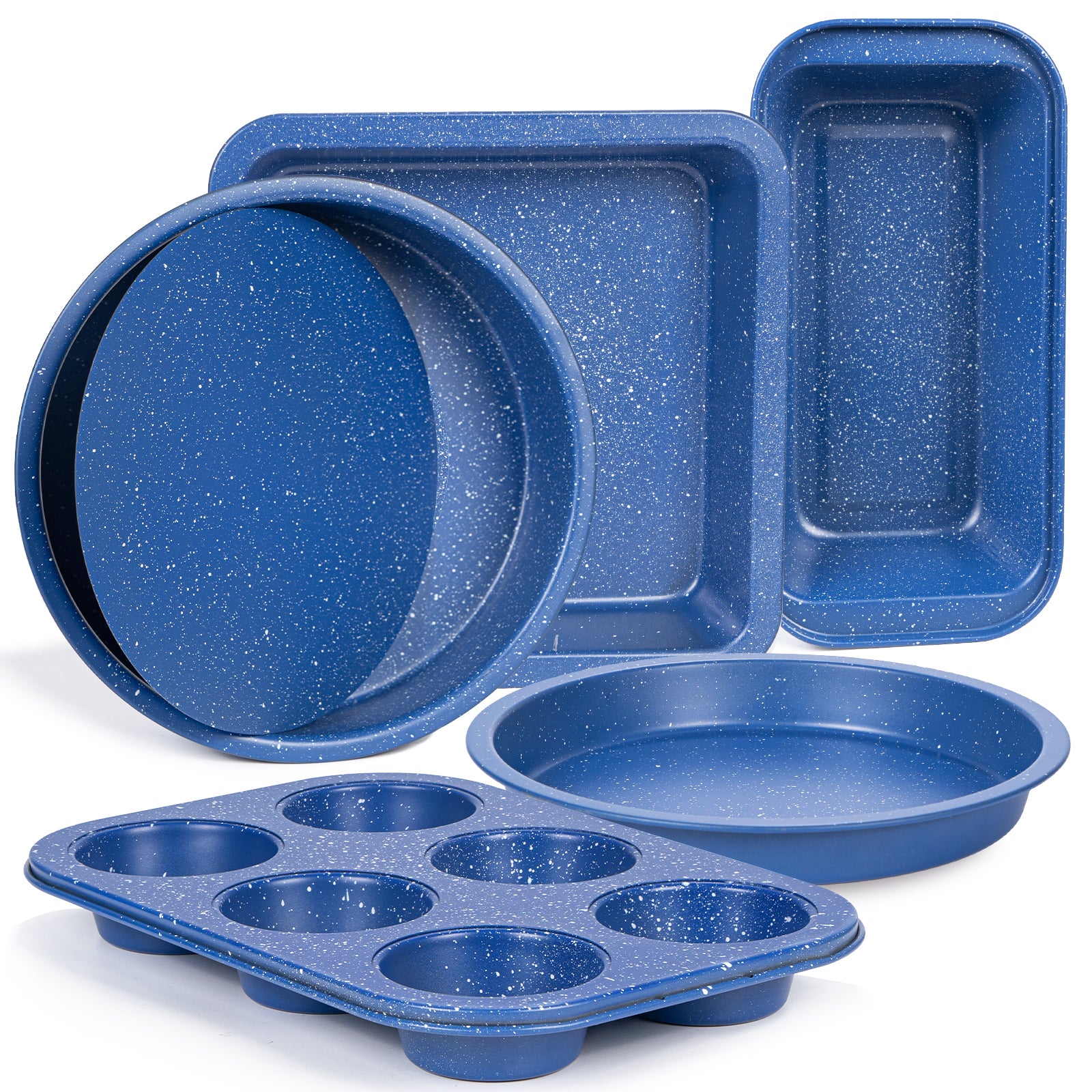 Medical Stone Nonstick Bakeware Set of 5 Square, Round, Removable Bott ...