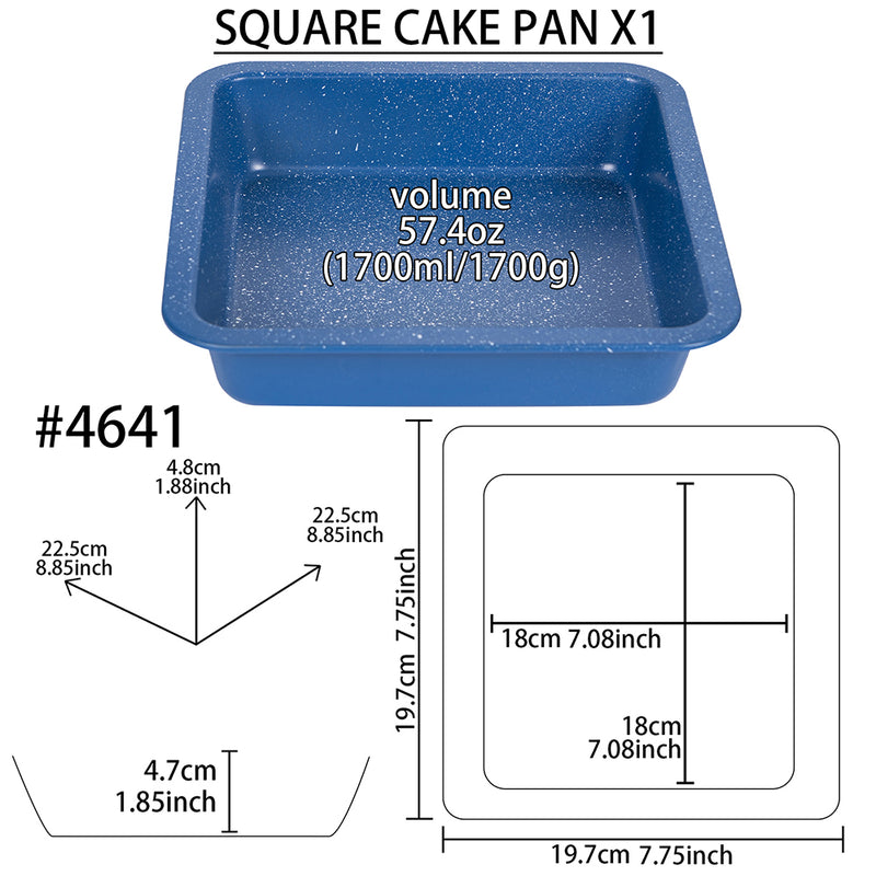 Square Cake Pan Bread Tray-Nonstick Nature Medical Stone BPA Free Baking Mold 9x9x2inch
