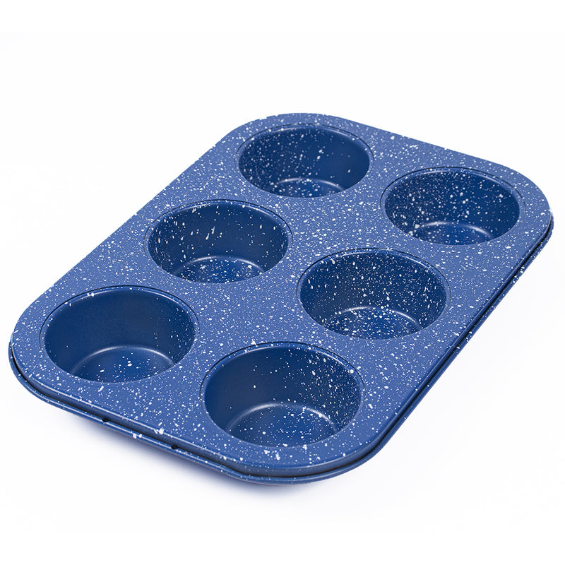 Muffin Pan Cupcake Mold Baking Tin-Nonstick Nature Medical Stone BPA Free Baking Tray Regular Size 6-Cup 10x7x1inch
