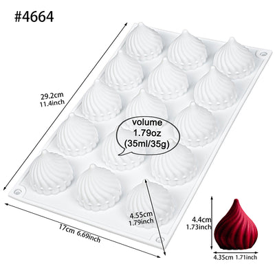 Spiral Dome Silicone Mold Tray per Cavity 1.7x1.7x1.7inch Medium 15 Cavities