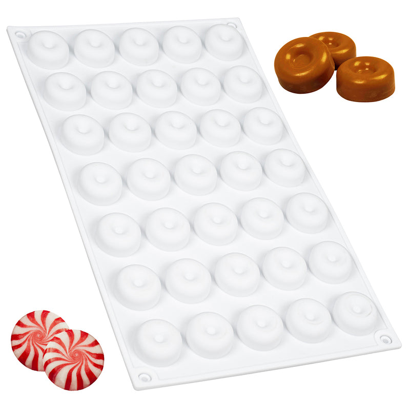 Indent Round Silicone Mold for Chocolate Gummy Ice Cubes 35-Cavity