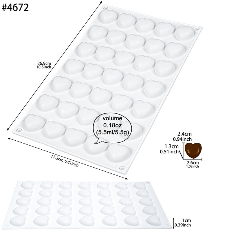Heart Silicone Mold for Chocolate Gummy Ice Cubes 35-Cavity