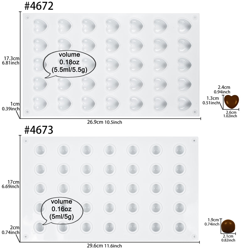 Funshowcase Indent Round Silicone Mold for Chocolate Gummy Ice Cubes 35-Cavity