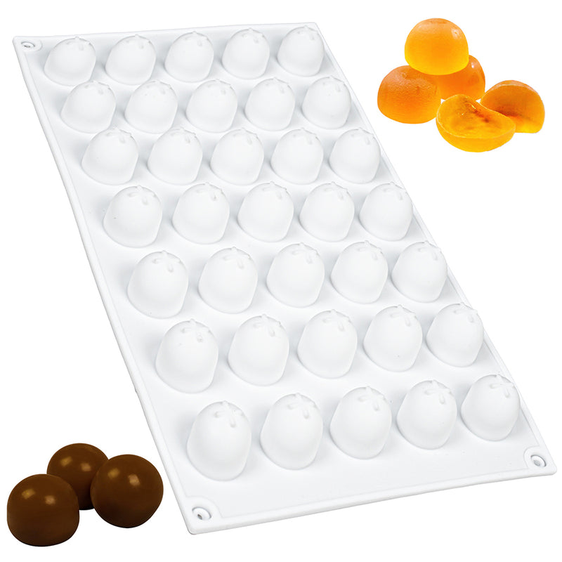 Funshowcase Indent Round Silicone Mold for Chocolate Gummy Ice Cubes 35-Cavity