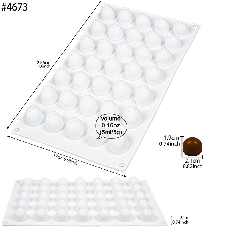 Funshowcase Indent Round Silicone Mold for Chocolate Gummy Ice Cubes 35-Cavity