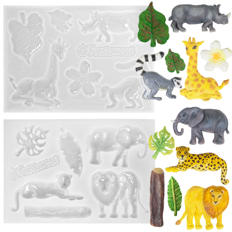Funshowcase Jungle Safari Animals Silicone Molds, 2 Molds