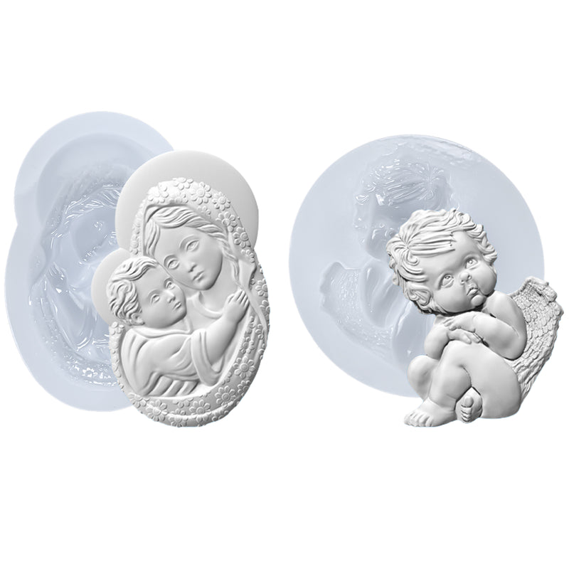 Air Dry Clay Silicone Resin Molds Set 2-Count Mother|Cherub