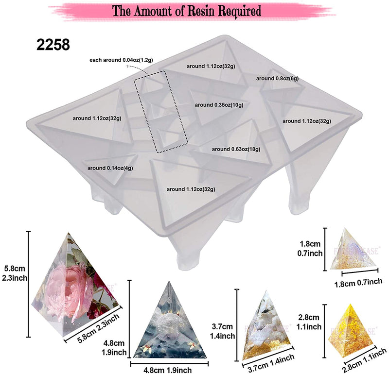 Pyramid Cone Cube Geometric Resin Casting Molds Set of 55-kit