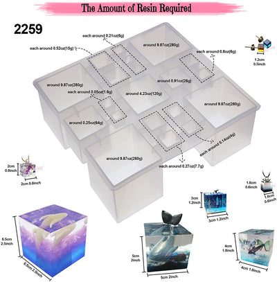 Pyramid Cone Cube Geometric Resin Casting Molds Set of 55-kit