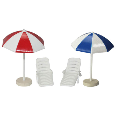 Summer Beach Chairs with Umbrellas