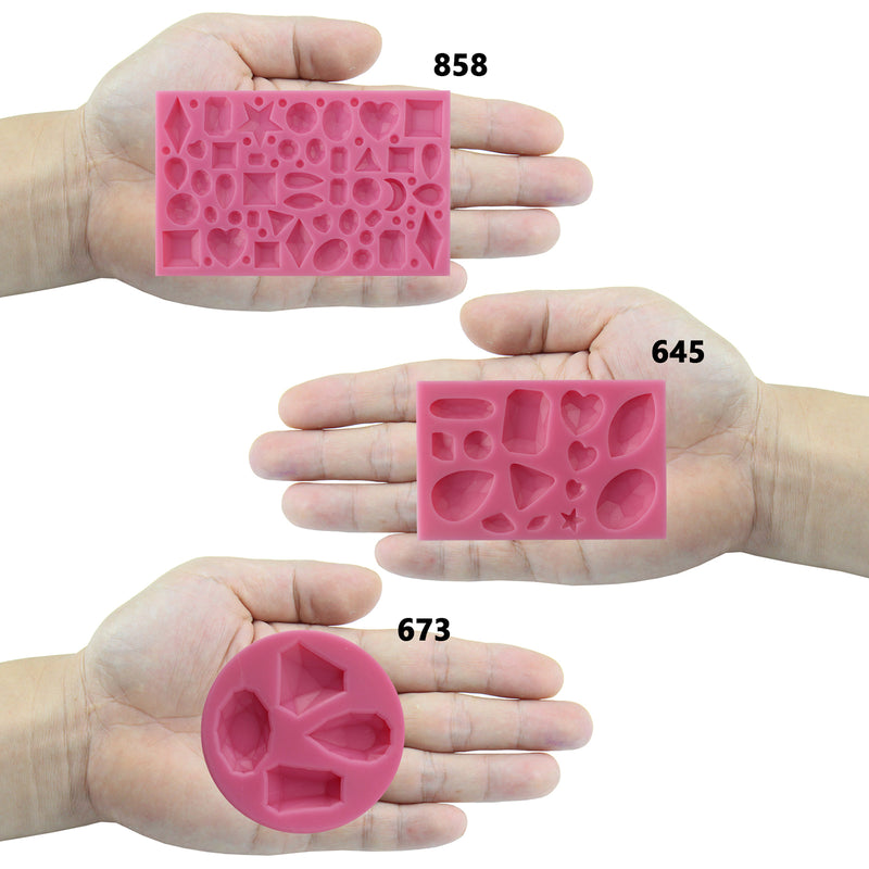 Diamonds Gems Assorted Shapes Silicone Mold 3-Pieces Set