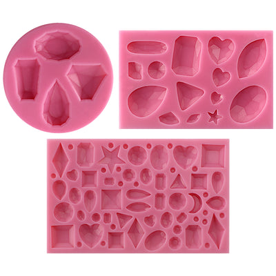 Diamonds Gems Assorted Shapes Silicone Mold 3-Pieces Set