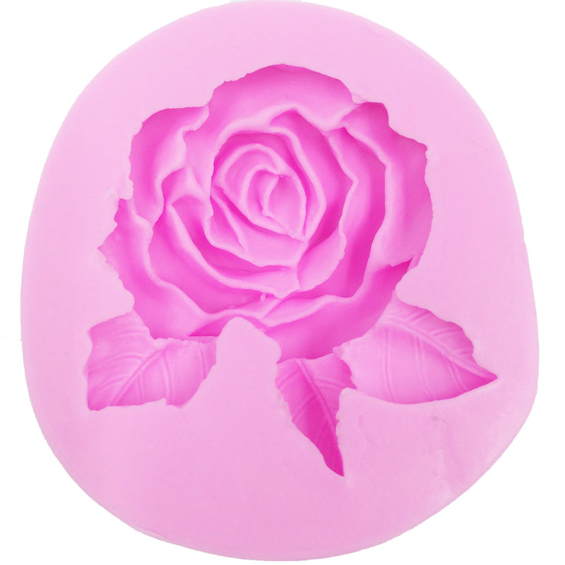 Rose with Leaves Fondant Silicone Mold 60x60mm