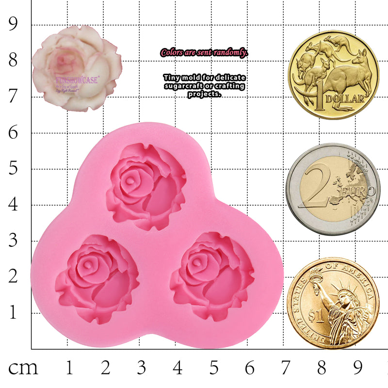 Rose Fondant Silicone Mold 3-Cavity