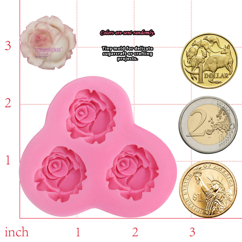 Rose Fondant Silicone Mold 3-Cavity