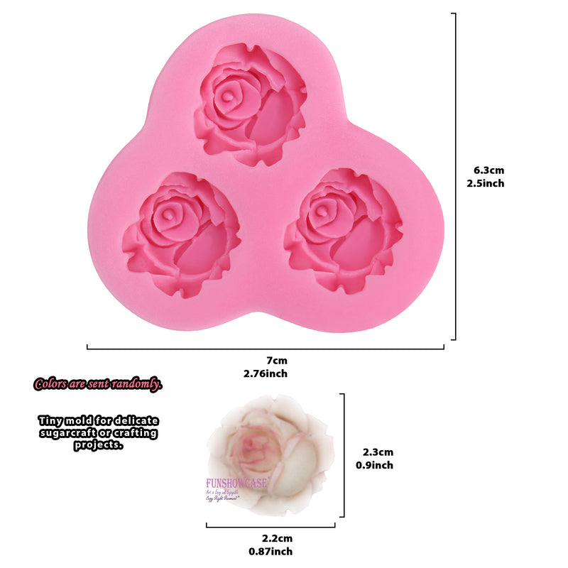 Rose Fondant Silicone Mold 3-Cavity