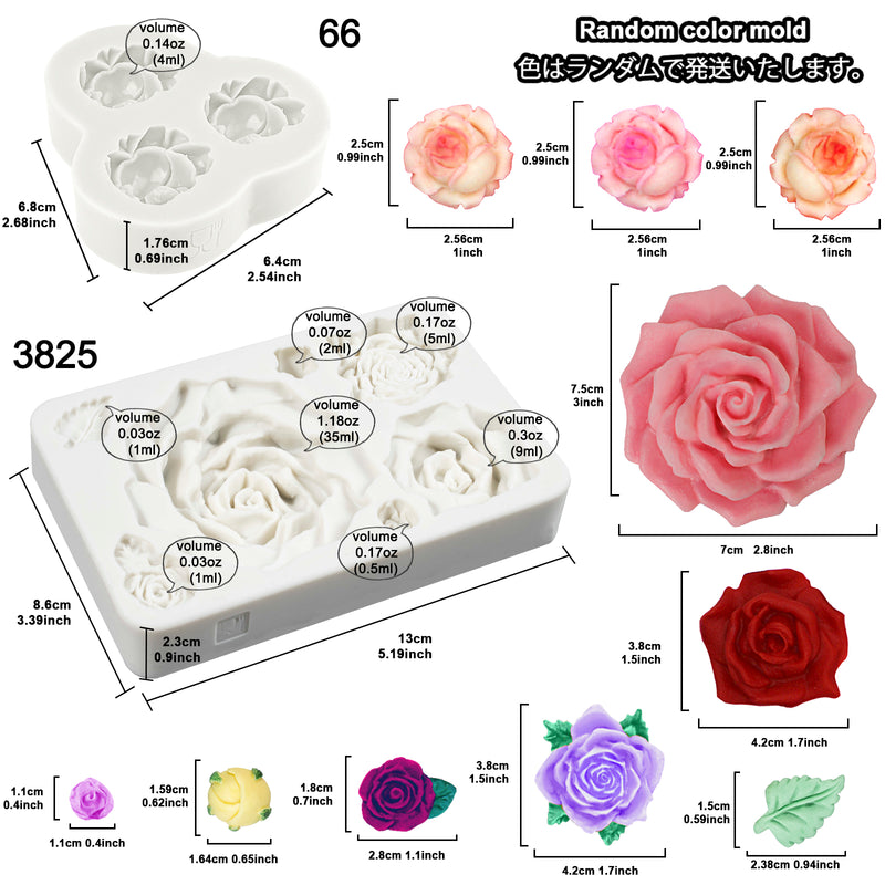 Assorted Roses Fondant Silicone Mold Set