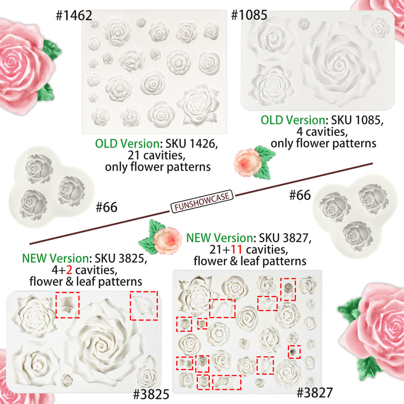 Assorted Roses Fondant Silicone Mold Set