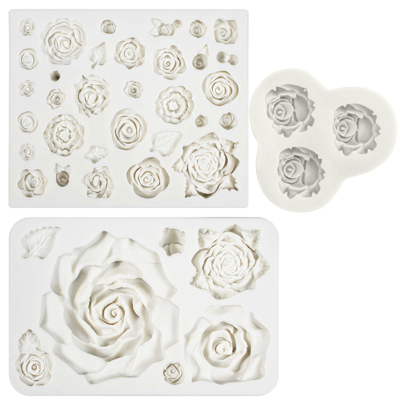 Assorted Roses Fondant Silicone Mold Set