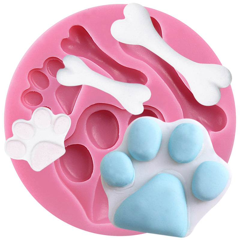 Assorted Dog Footprints and Bones Fondant Silicone Mold