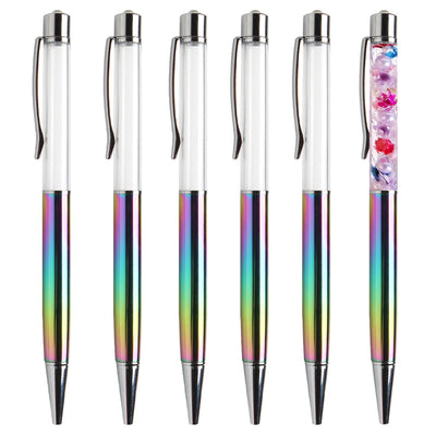 Empty Tube Floating Glitter Ballpoint Pens 5-count Pink|Rainbow