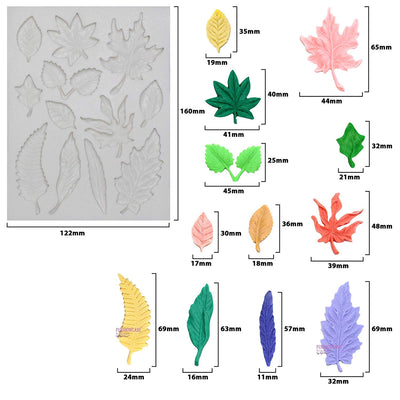 Assorted Leaf Fondant Silicone Molds 3-Count