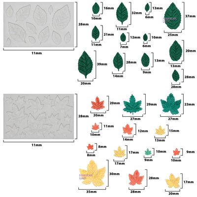 Assorted Leaf Fondant Silicone Molds 3-Count