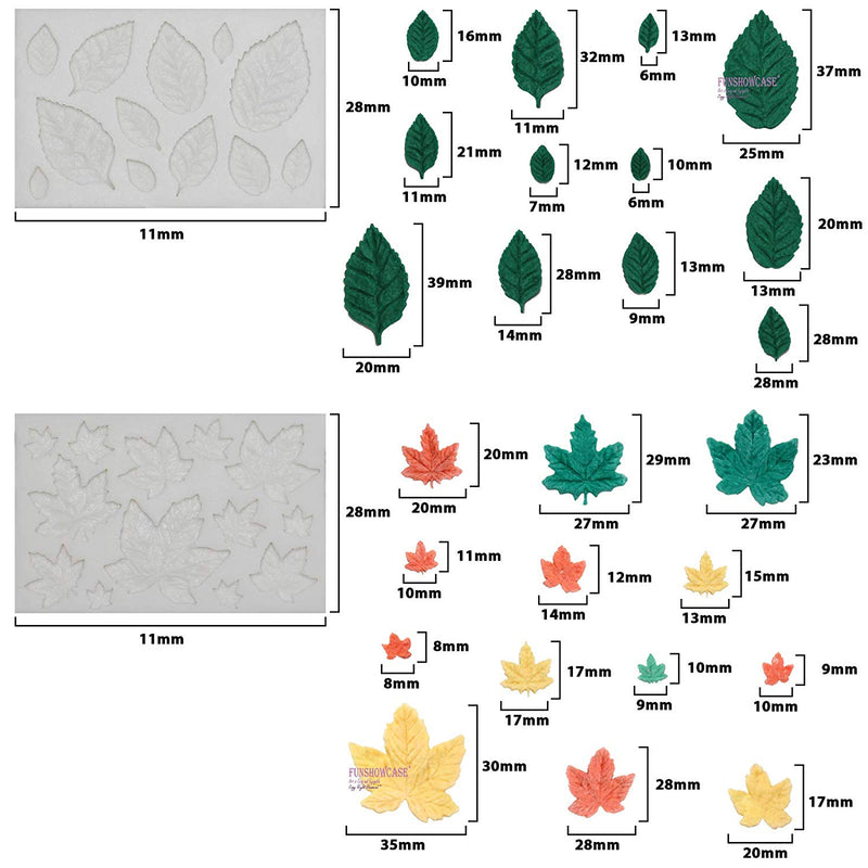 Assorted Leaf Fondant Silicone Molds 3-Count