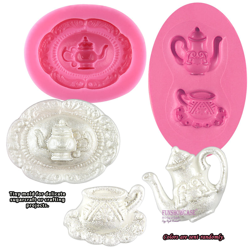 Vintage Teapot and Teacup Silicone Molds 2-Count