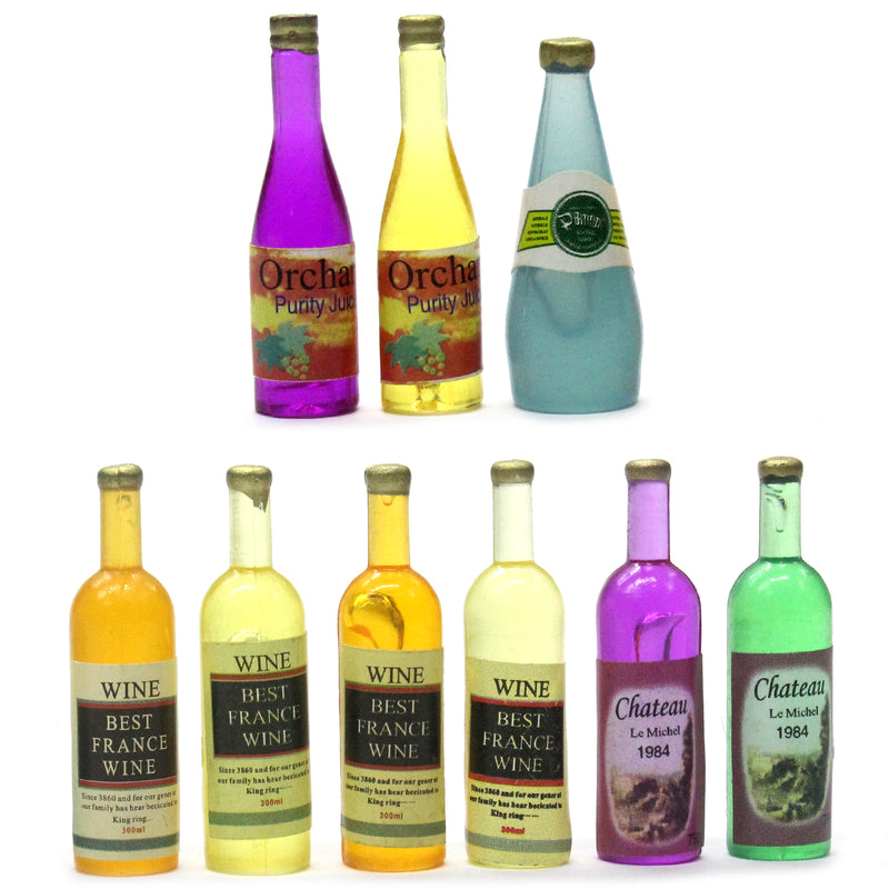 9 Wine Bottles Miniature