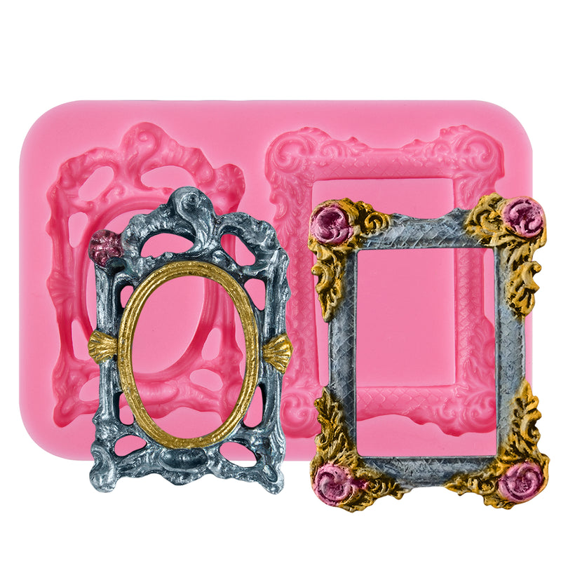 Mirror Photo Frames Fondant Silicone Mould