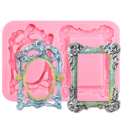 Baroque Curlicues Scroll Mirror Frame Silicone Molds