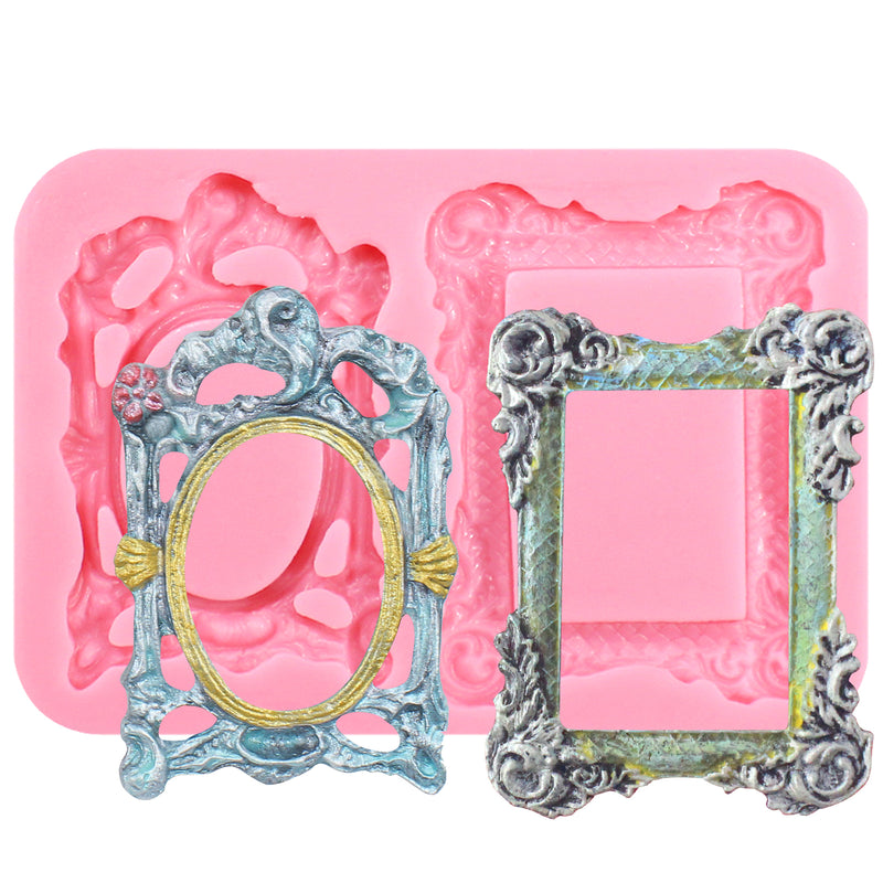 Baroque Curlicues Scroll Mirror Frame Silicone Molds