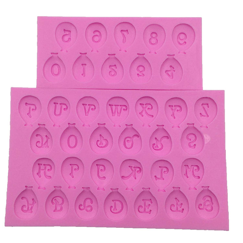 Alphabet and Numbers in Balloon Silicone Molds 2-count