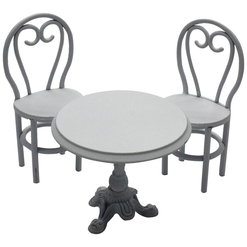 Bistro Table with 2 Chairs Miniature White