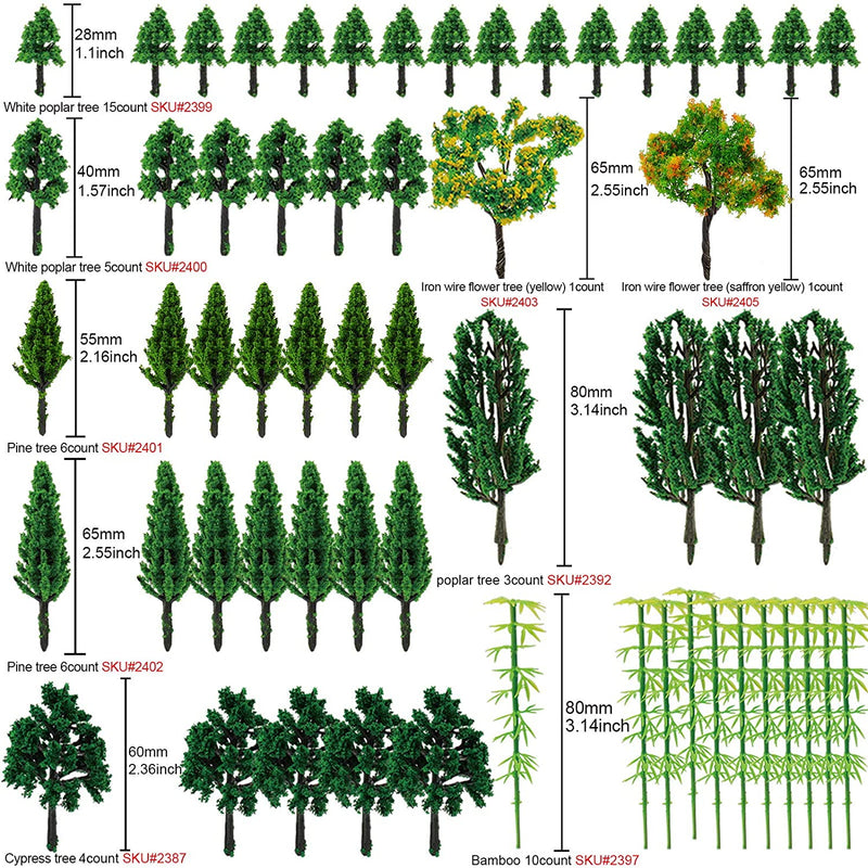 Model Trees-Set of 99-count-Realistic Scenery/Diorama/Terrarium/Cake Decoration