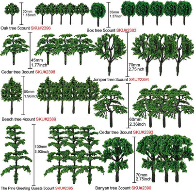 Model Trees-Set of 99-count-Realistic Scenery/Diorama/Terrarium/Cake Decoration